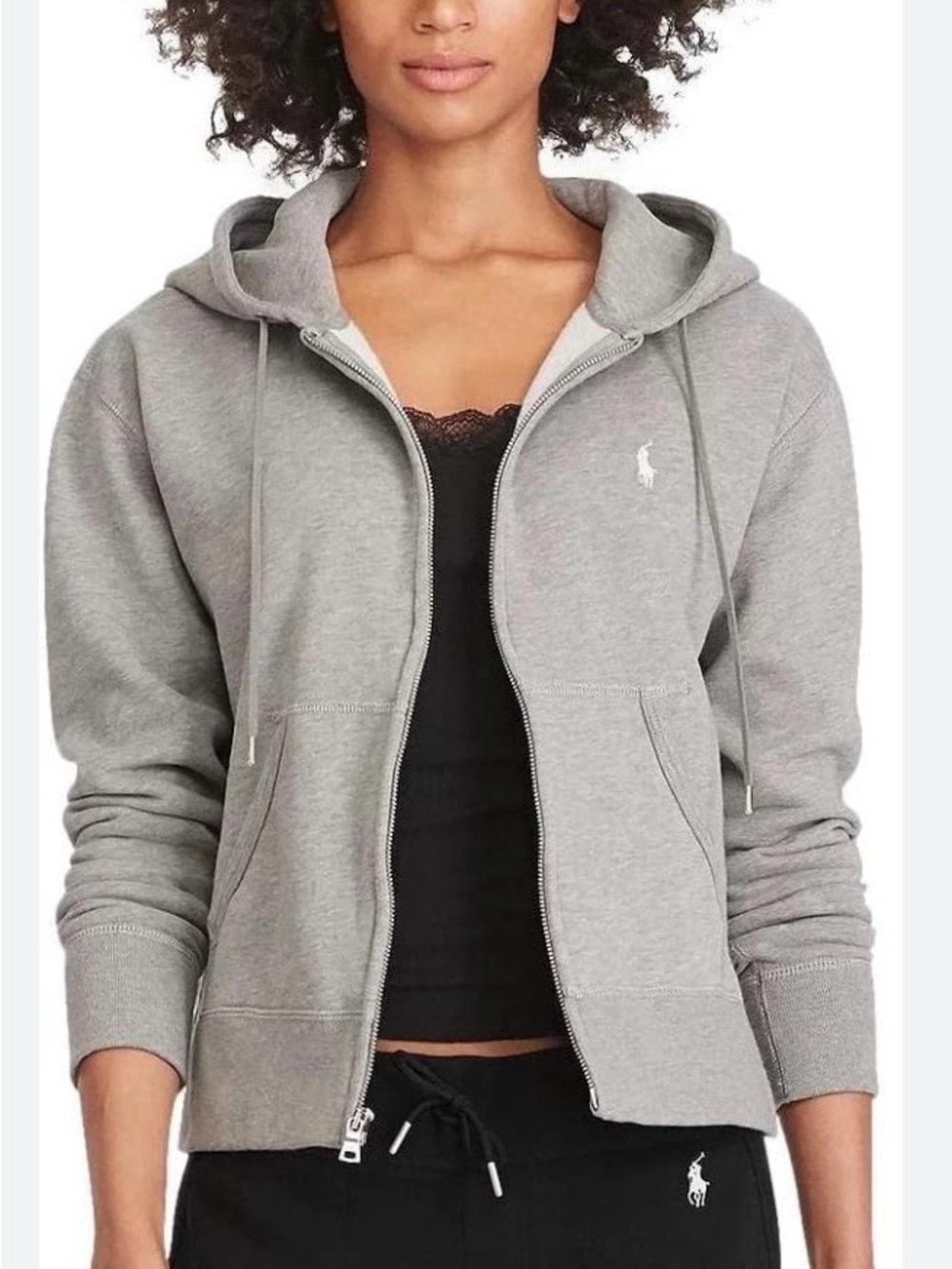 Ralph Lauren Women's Light Gray Zip-Up Hoodie